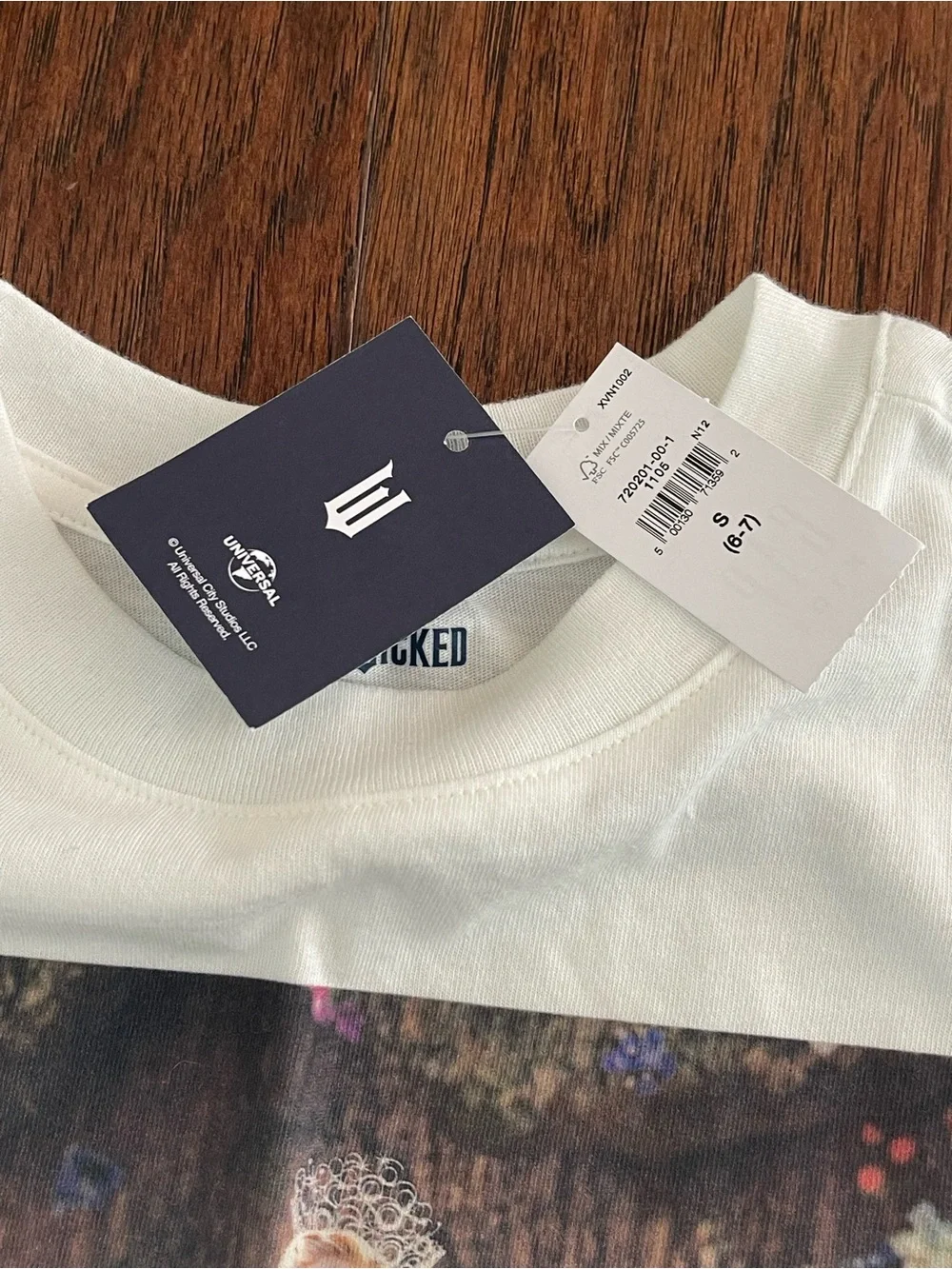 Gap Girls White Long-Sleeve Tee with Multicolor 'WICKED' Graphic Glinda